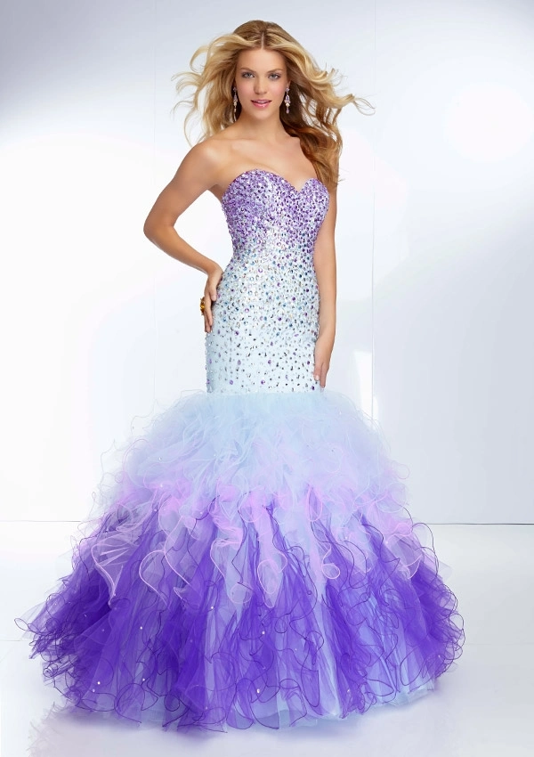 New Fashion Prom Dress Mermaid Prom Party Dresses Organza Ruffles Eveing Party Gown