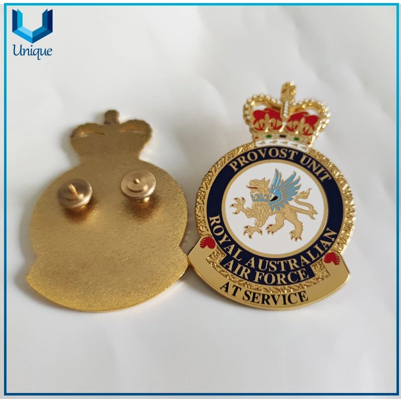 Custom Metal Badge Factory, Brunei Gold 3D Military Badge with Butterfly Clutch for Uniform / Cap