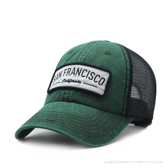 Fashion Washed Woven Badge Trucker Hat