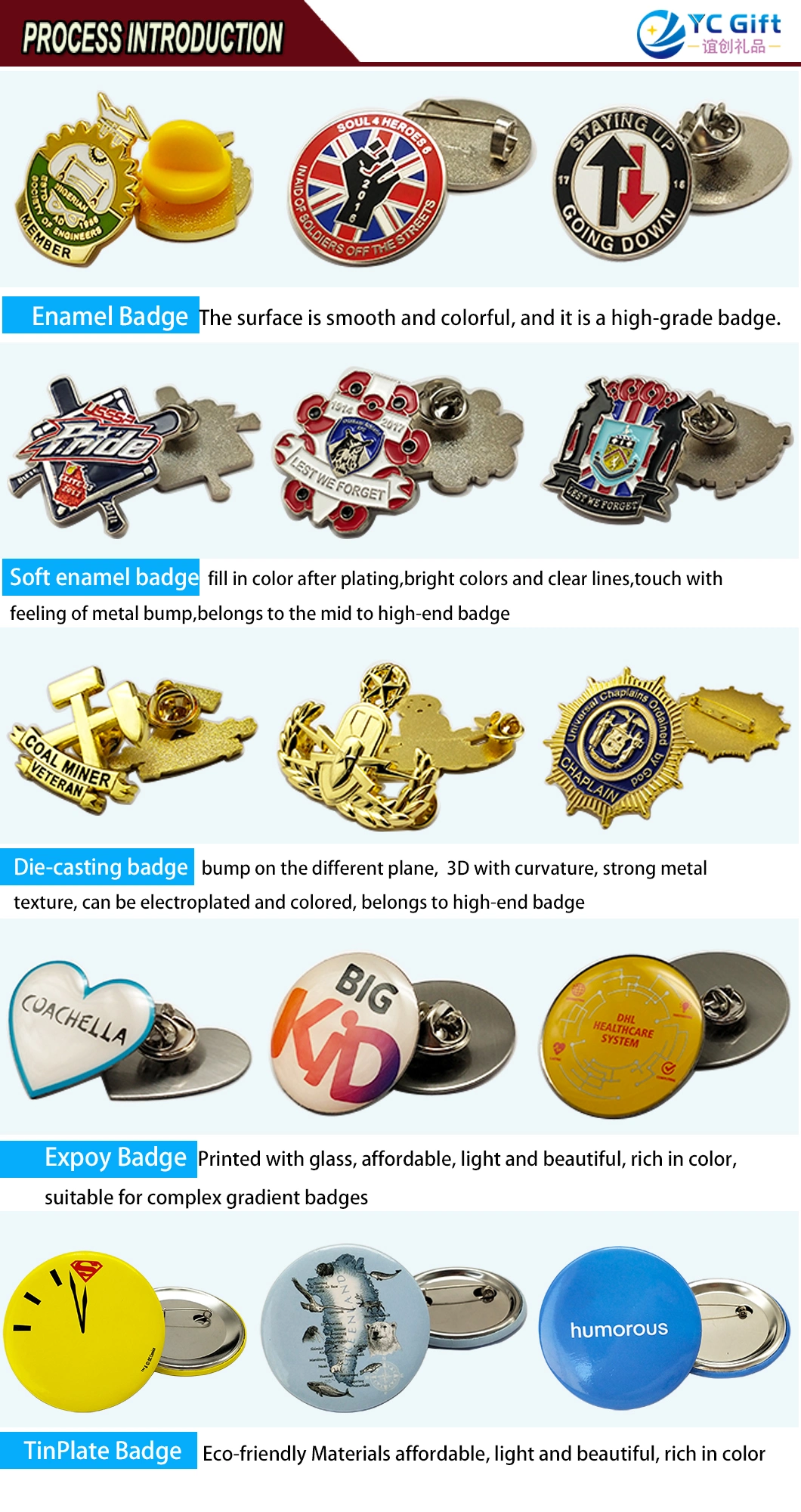 Customized Stainless Steel Cmyk Printing Epoxy Lapel Pins Metal Art Crafts Company Uniform Nameplate Personalized Promotional Gift Button Badges Blank Name Tag
