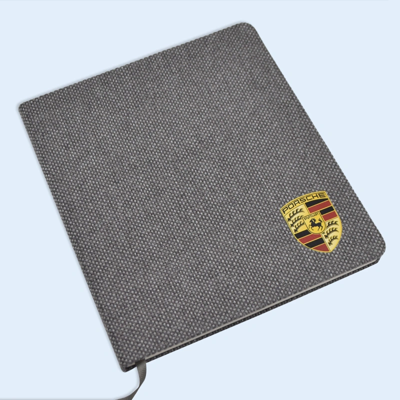 A4 A5 Fabric Cover with Metal Badge Logo for Customized Notebook Fabric Notebook