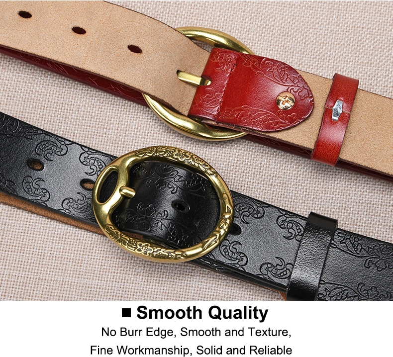 Ladies Vintage Leather Oval Pin Buckle Leather Belt Printed Jeans Belts Fashion Style