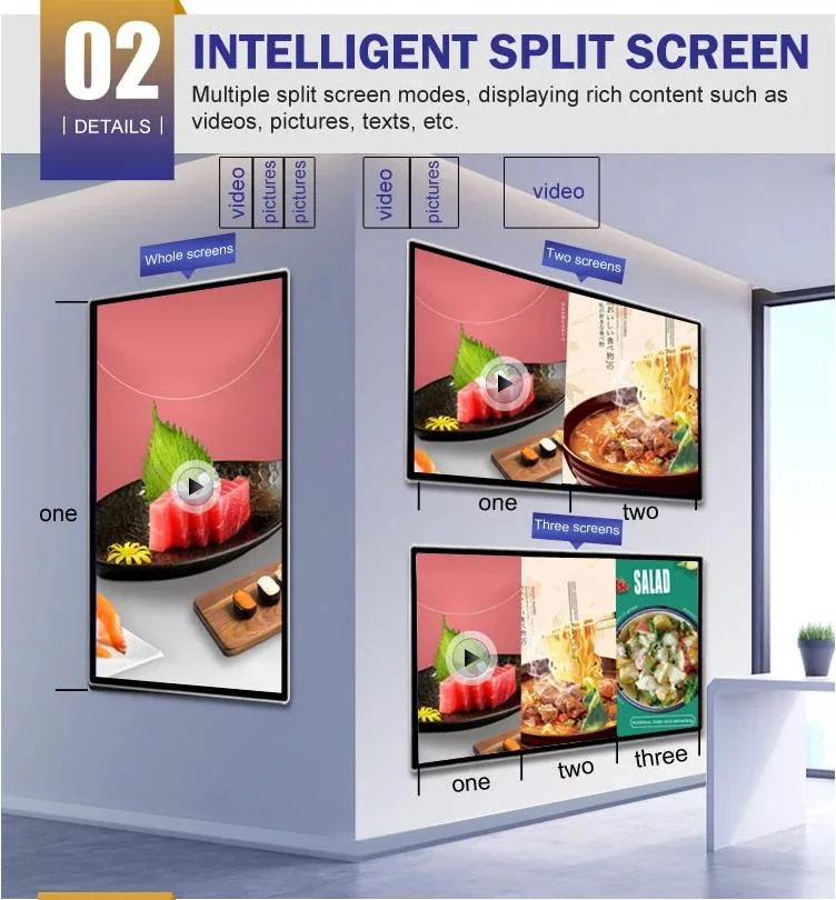 43inch Wall Mounted Windows LED Display Bath and Shower Valve, Wall Mounted Projector Screen