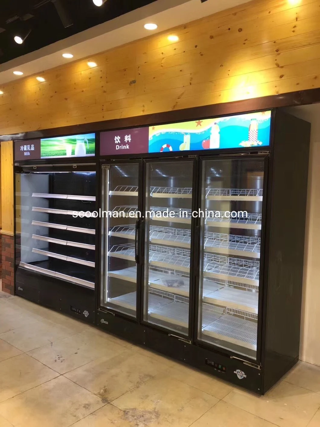 Hot Sale Glass 4 Door Beverage Display Freezer/Beer Display Cooler/Refrigerating Showcase