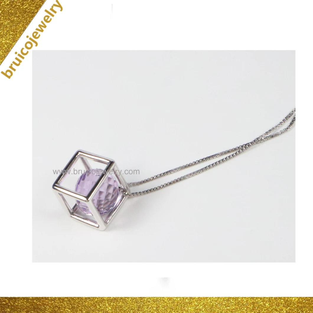 Trendy Charm with Amethyst Bead Jewelry Pendant Necklace 925 Sterling Silver Jewelry Necklace