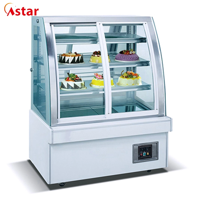 Double Marble Marble Standing Back Open Sliding Door Cake Display Refrigerator Showcase