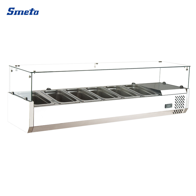 59 Inch 6*1/3gn Glass Top Display Chiller Counter Top Salad Bar