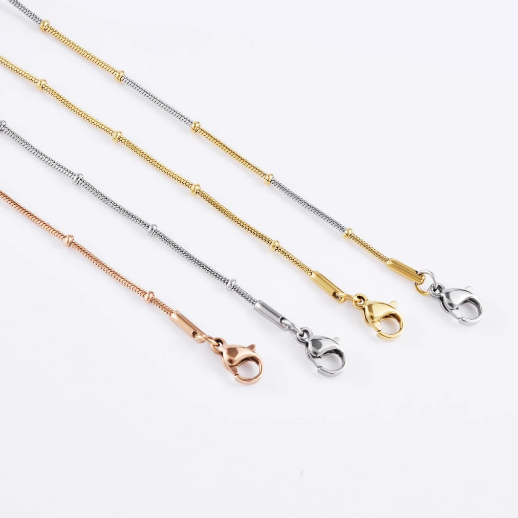 Fashion Accessories Jewelry Round Snake Chains Necklace Jewelry Stainless Steel Gold Plated Customized Design