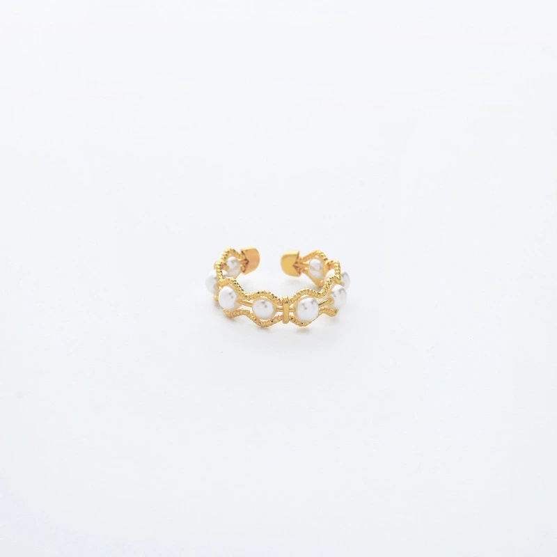 Custom Creative Simple Imitation Jewelry Pearl Alloy Ring