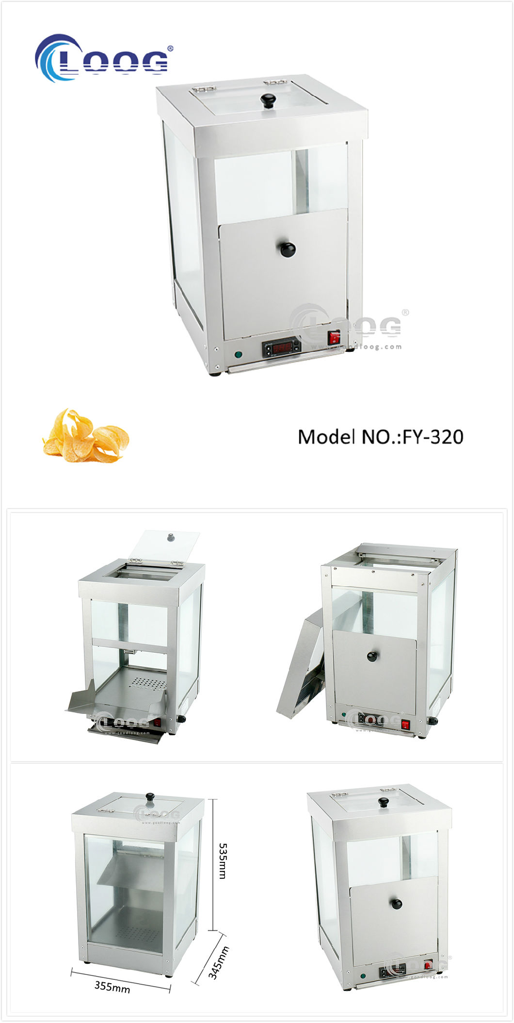 Commercial Use Restaurant Chips Food Display Warmer Heated Display Cabinet Warming Showcase Food Warmer for Sale