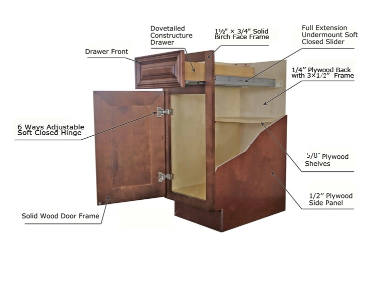Manufacture Wood Corner Base Wall High Sink Drawer Kitchen Cabinets