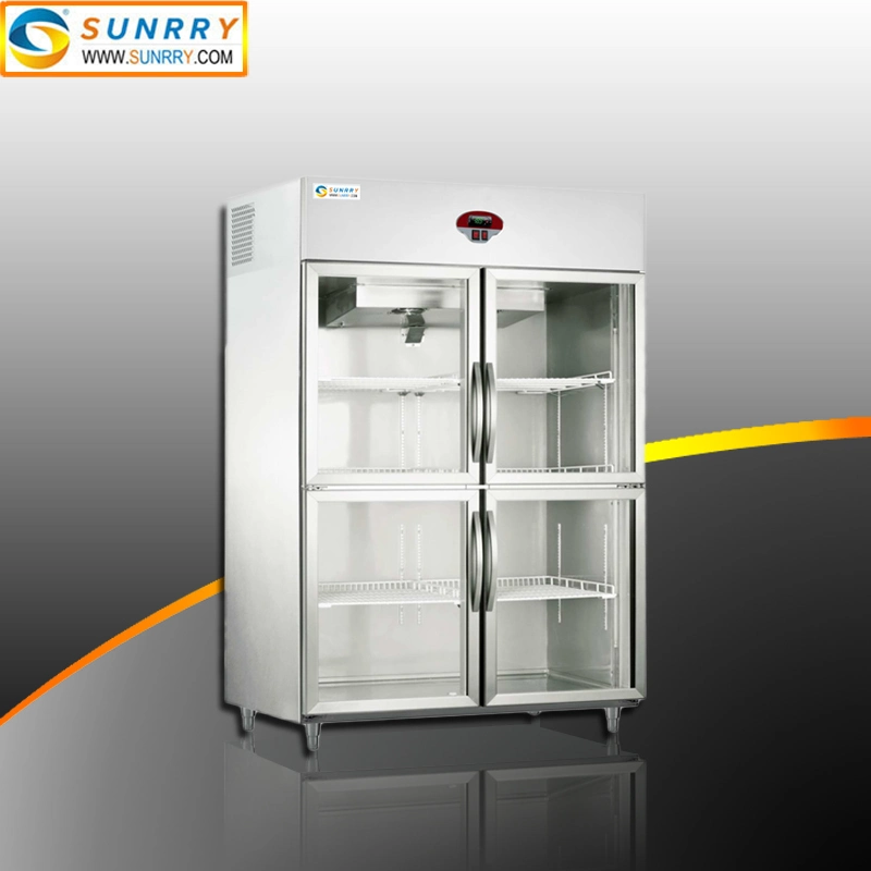 Four Glass Door Electrical Upright Fruit Refrigerated Display Fridge Cabinet