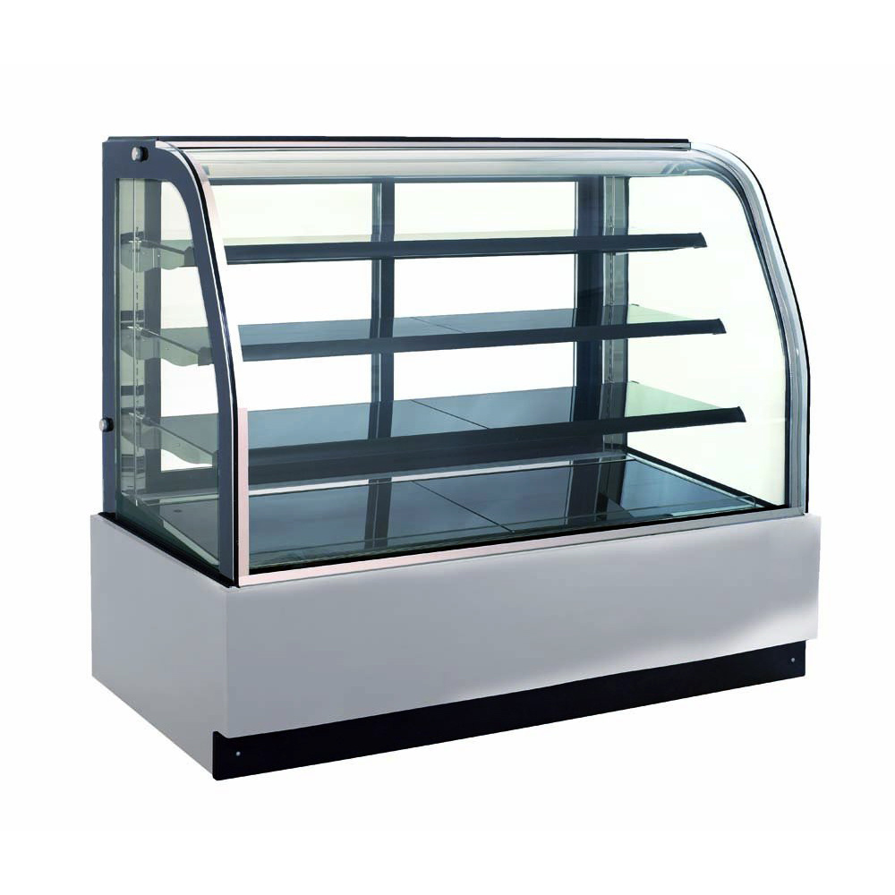 Refrigerated Curved Glass Side Bakery Cake Display Showcase - Floor Standing