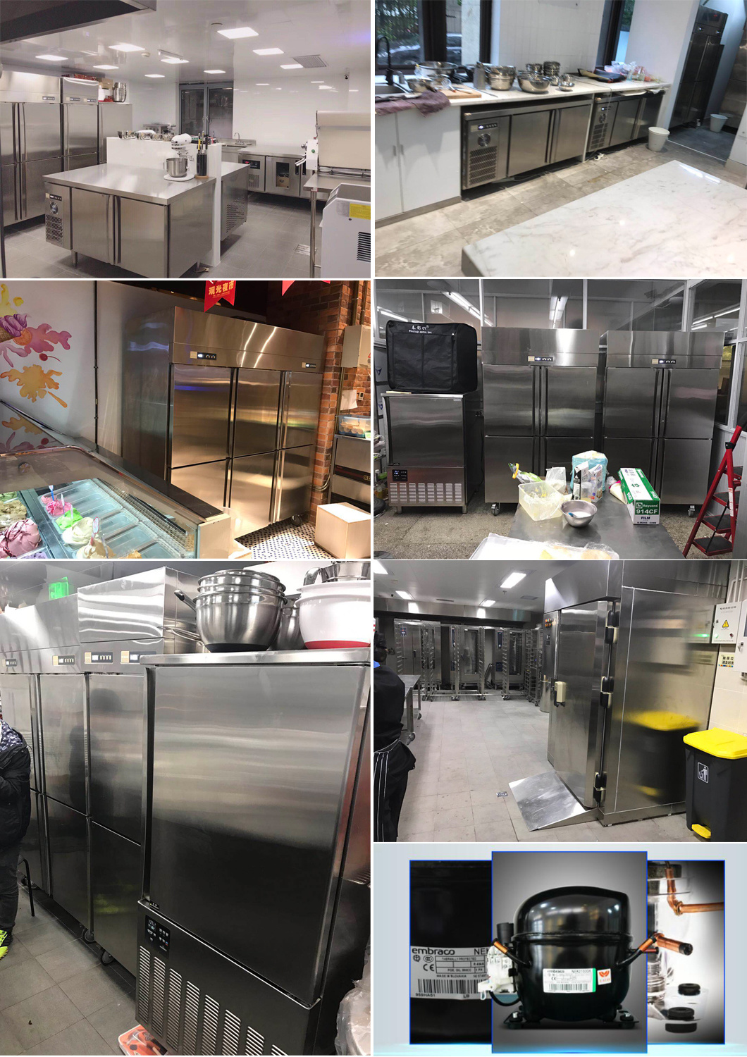 Commercial Stainless Steel Under Counter Refrigerator Counter Top Fridge with Caster