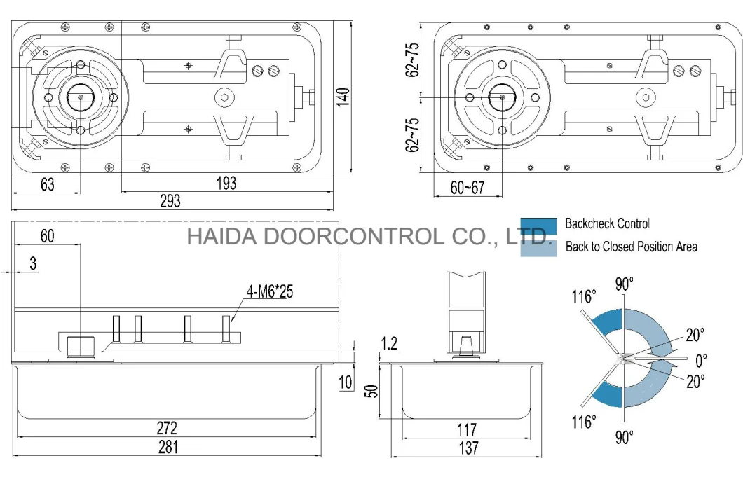 HD 517 Glass Door Floor Spring Floor Hinge Floor Closer Glass Hardware