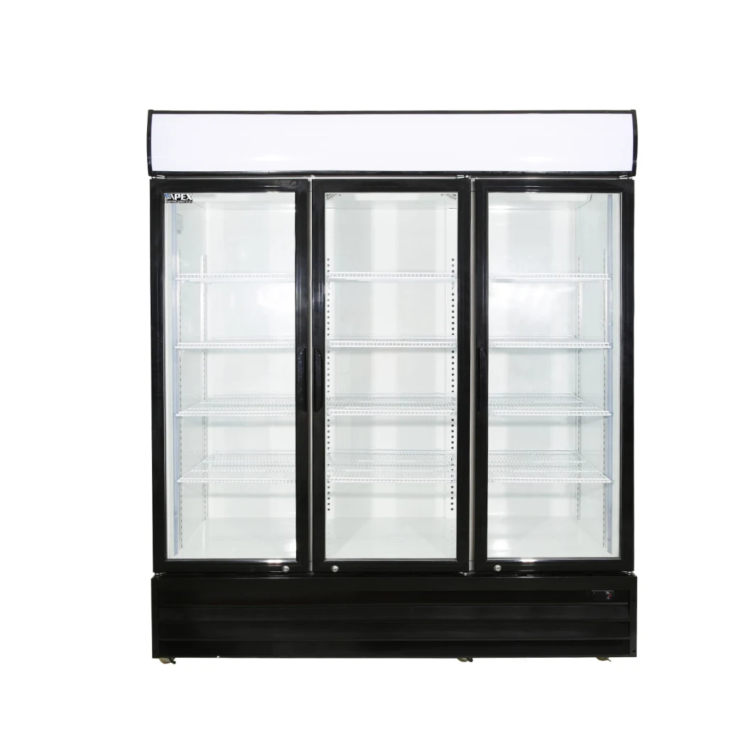 Dynamic Cooling Black White Glass Door Display Cooler Display Fridge Triple Door Upright Cooler