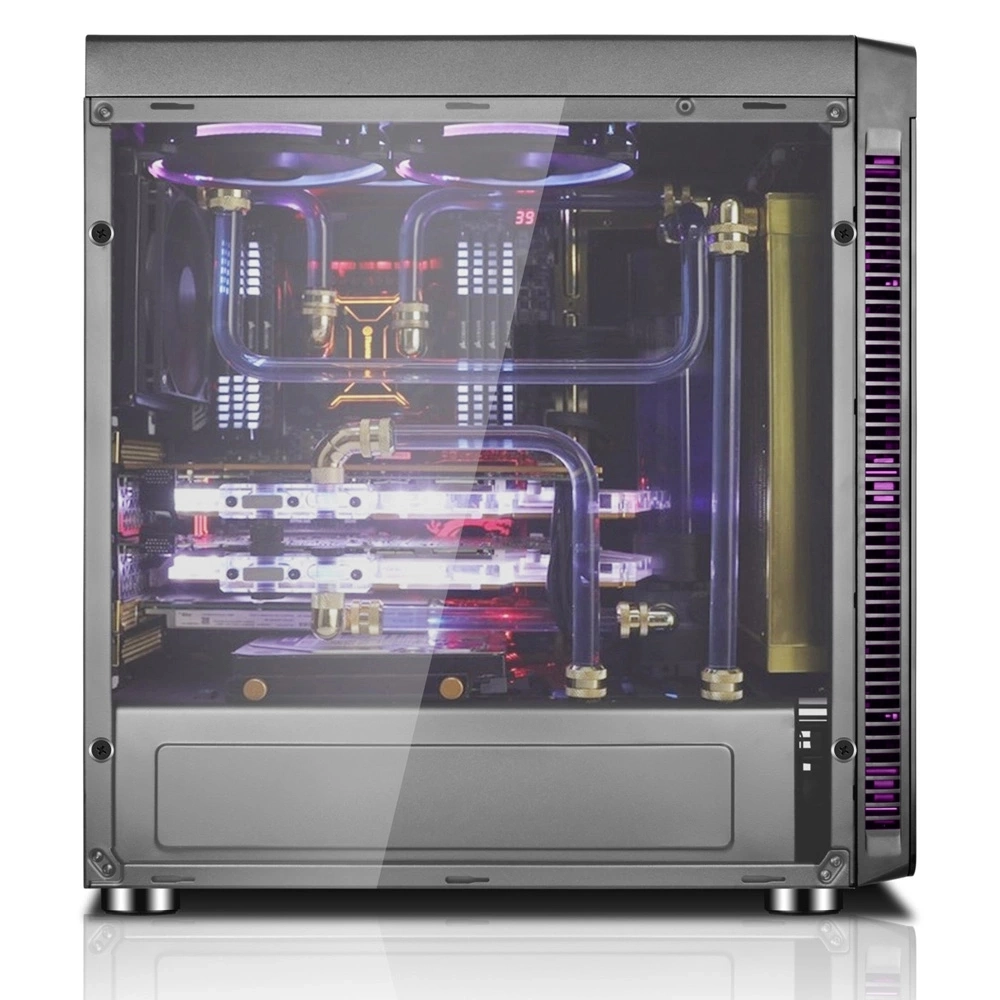 Flowing RGB Blet Gaming PC Cabinet Aluminum Panel Glass Sideboard Desktop ATX PC Gaming Case