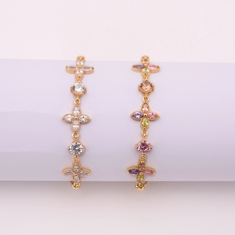 Wholesale Dubai Wedding 18K Gold Plated Jewelry, Noble Brazilian CZ Jewelry Zircon Bracelet for Girls