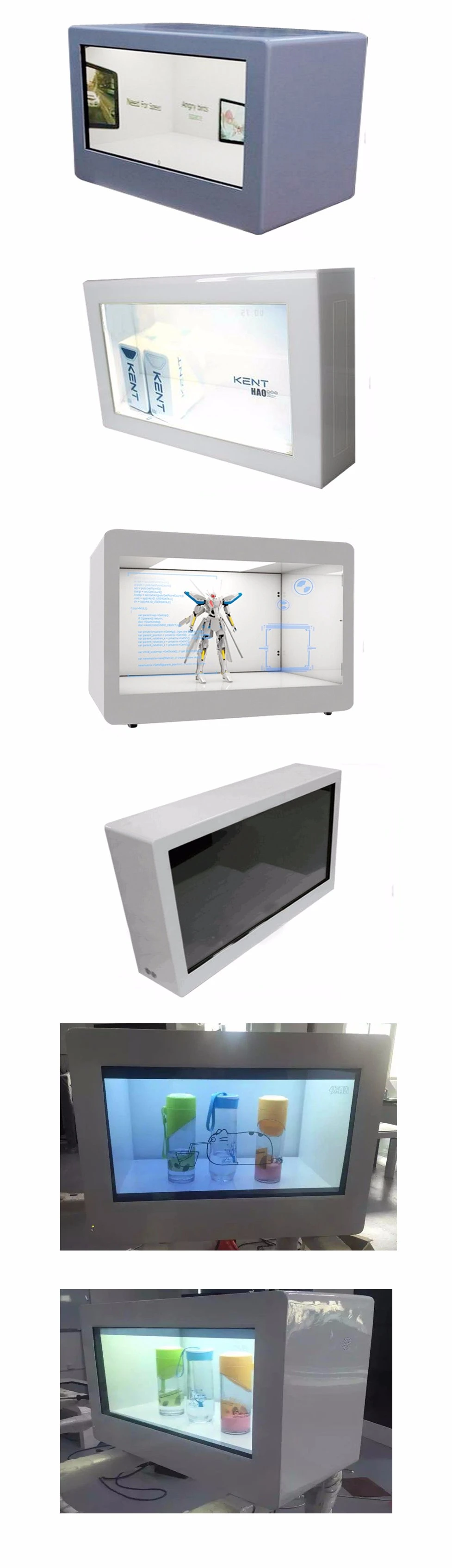 27 Inch Transparent Showcase Box LCD Advertising Display Network WiFi Video Ad Player Touch Screen Kiosk