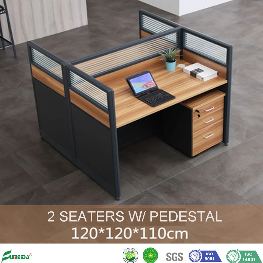 Aluminum Sound Proof Office Cubicle Glass Partition Workstation with Mobile Cabinet Drawer (AP-I02P)