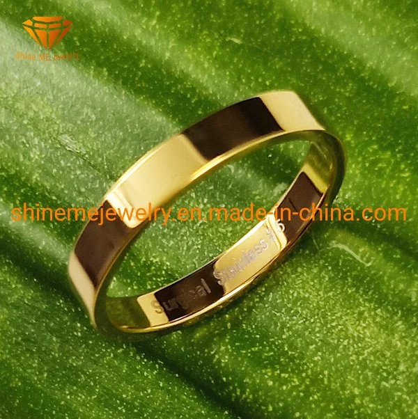 Fashion jewelry Medical Stainless Steel Titanium Jewelry IP Gold 4mm Finger Ring SSR2030