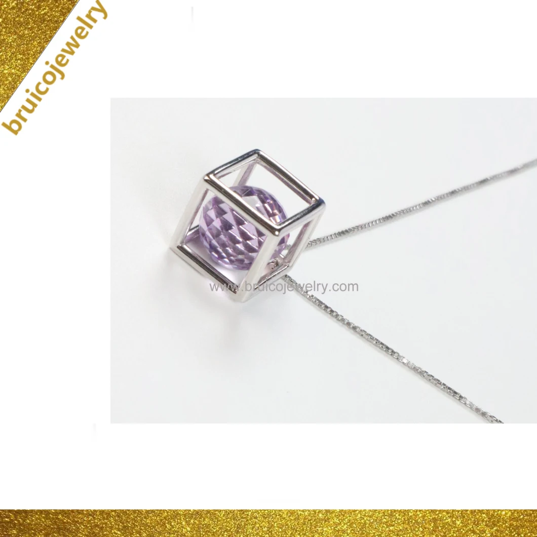 Trendy Charm with Amethyst Bead Jewelry Pendant Necklace 925 Sterling Silver Jewelry Necklace