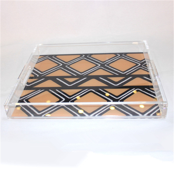 Square Clear Acrylic Serving Tray, Cosmetic Jewelry Display Tray