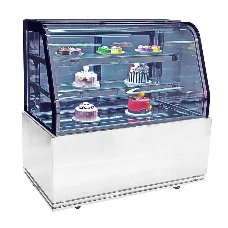 Bakery Refrigerator Salad Display Refrigerator Tripple Layer Curved Glass with Front Heater   