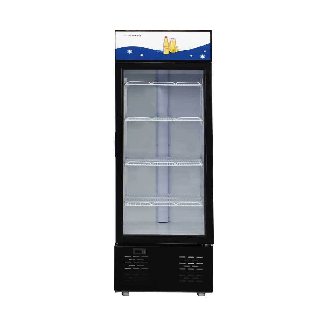 Good Quantity 453L Flat Glass Door Cooler Supermarket Commercial Upright Display Refrigerator Showcase