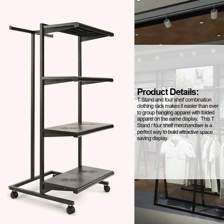 Retail Store T Stand Shelf Clothing Display Garment Rack