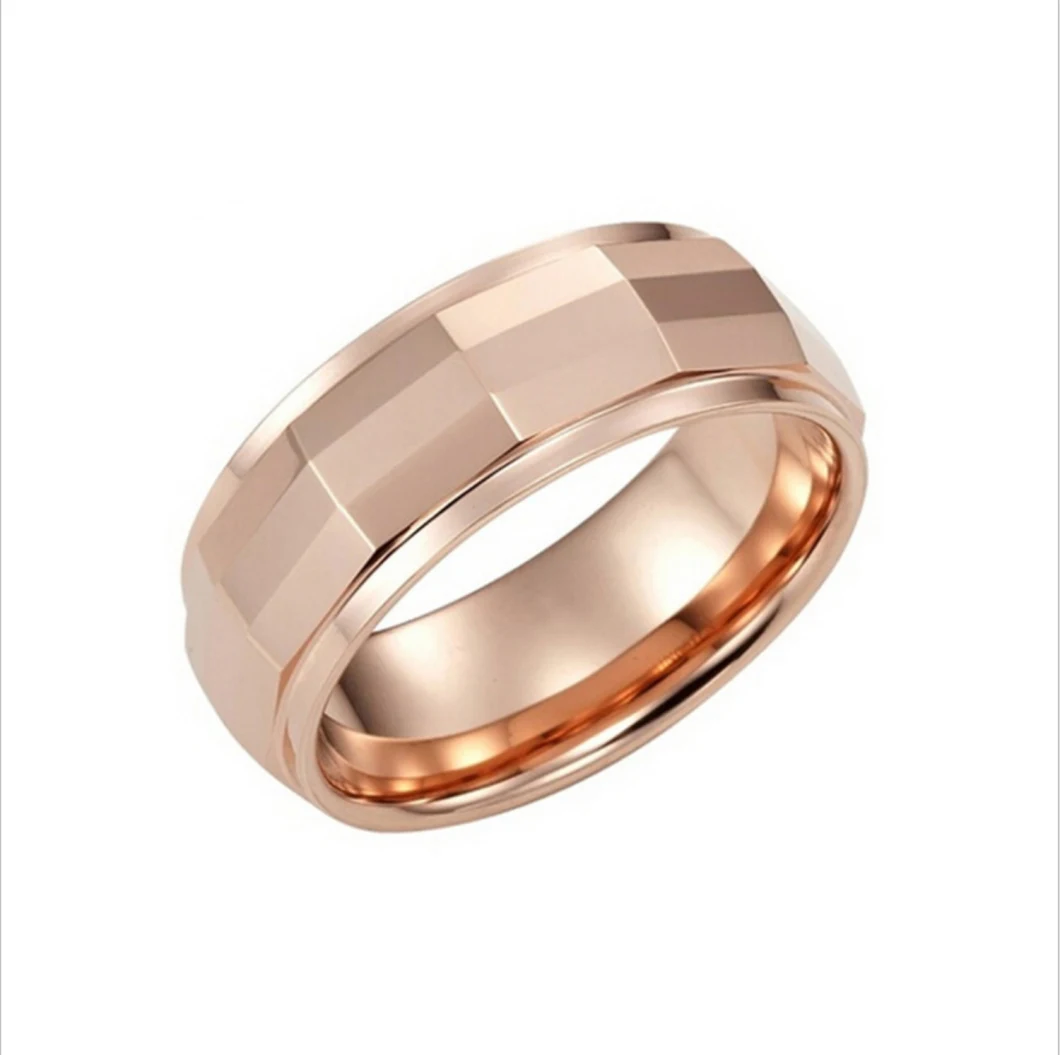 Factory Produce New Tungsten Steel Rings Faceted Fashion Jewelry Rose Gold Tungsten Steel Fashion Jewelry Tst2502