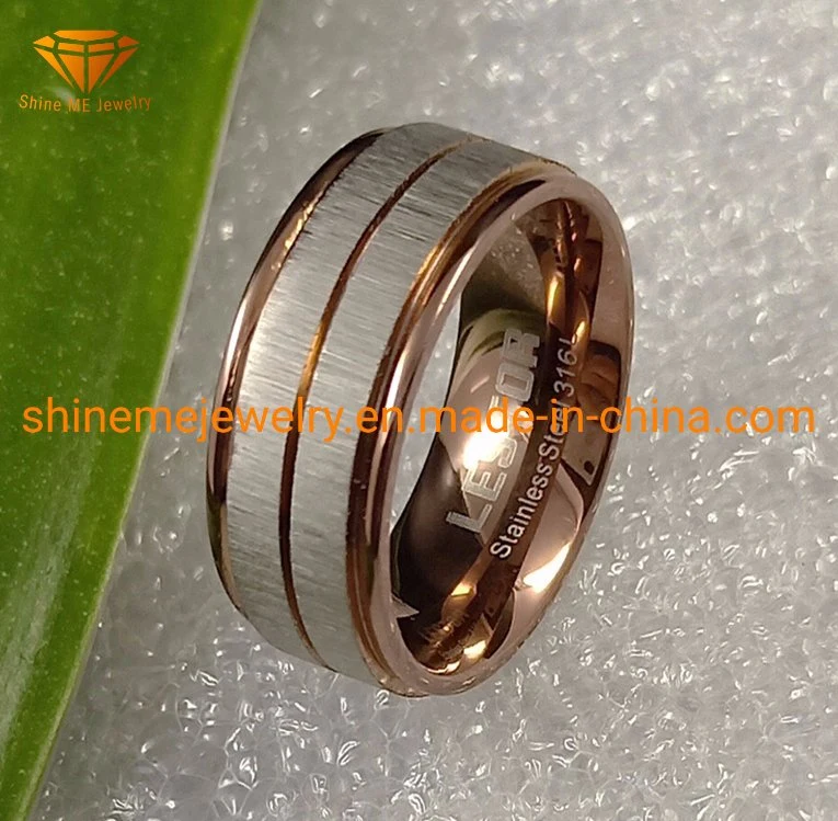 Top Quality Fashion Jewelry Brown and Silver Stainless Steel Jewelry Titanium Jewelry Stainless Steel Ring SSR2028