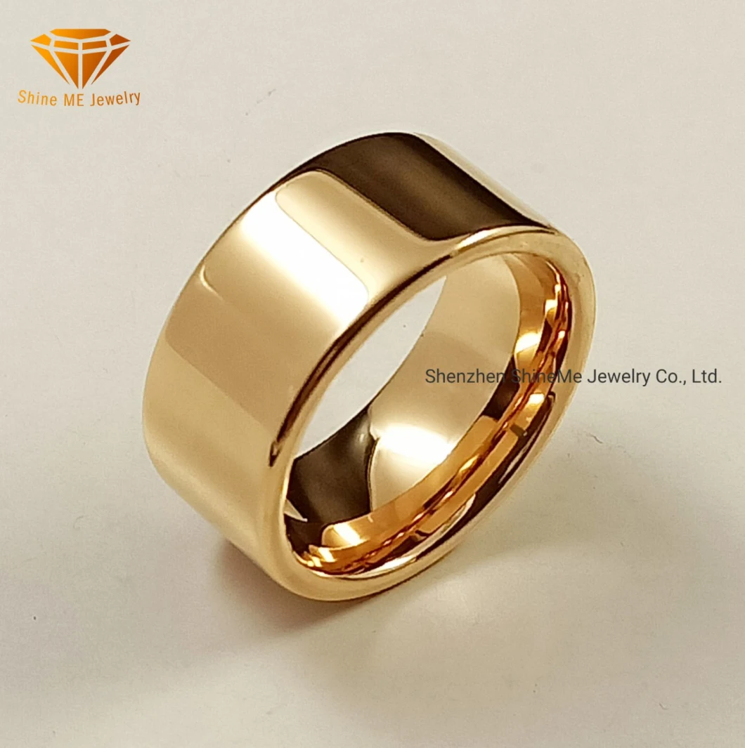 Fashion Jewelry Top Quality Body Jewelry 10mm Width 18K Rose Gold Polished Tungsten Carbide Rings Tst2022