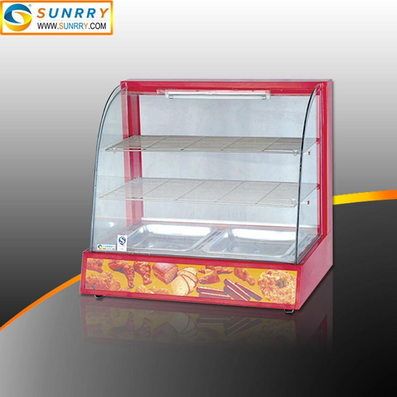 Curved Glass Warm Display Cabinet Food Warmer Display Showcase