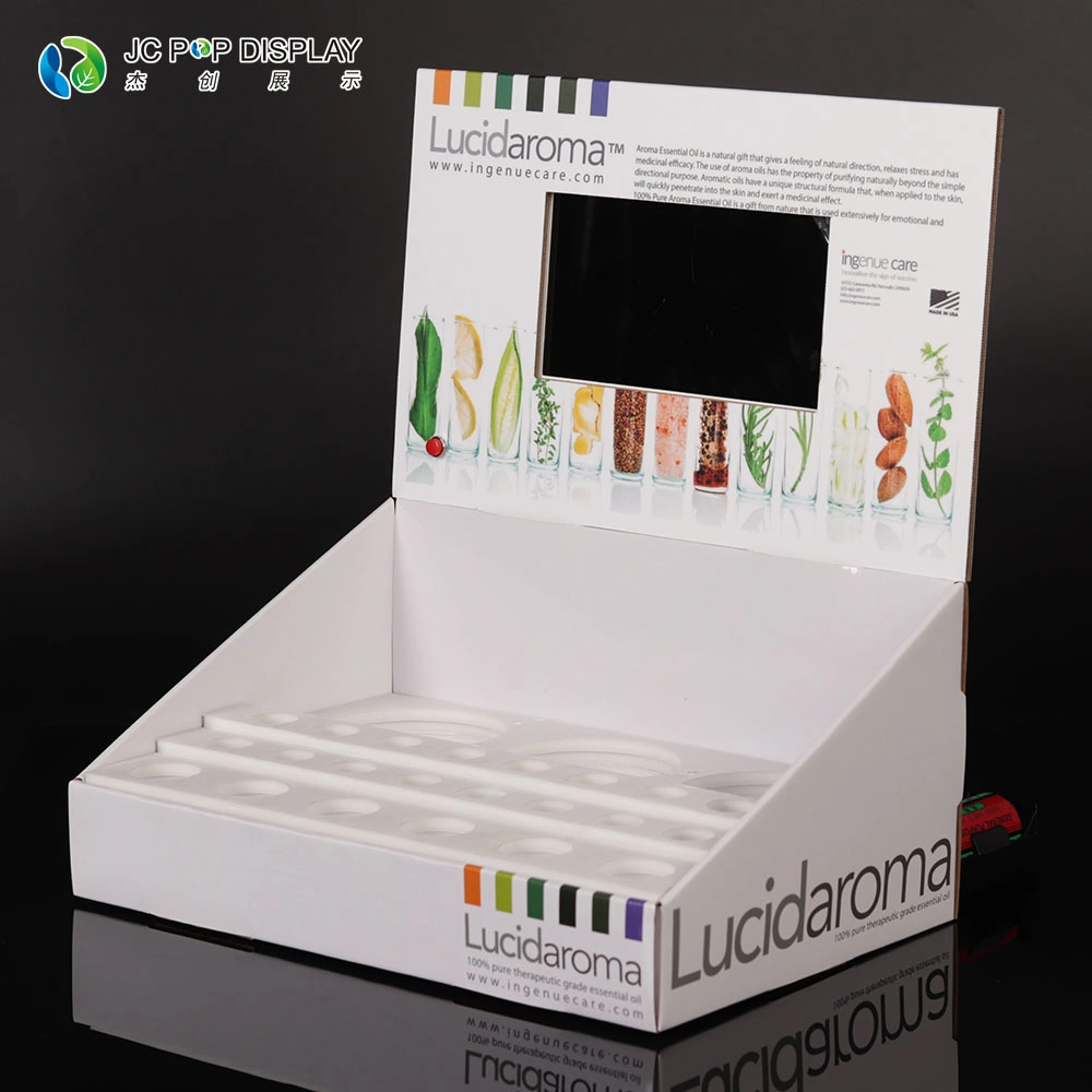 New Design Custom PDQ Counter Display Pop Paper Cosmetic Display Stand with LCD