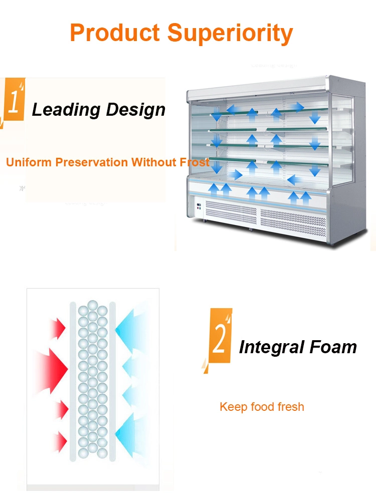 Supermarket Fruit Refrigerator Glass Display Freezer Glass Door Display Cooler