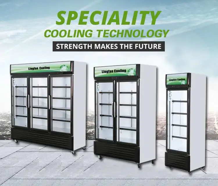 Wholesale Supermarket Display Refrigerator Glass Door Display Freezer Cabinets Commercial Refrigerator for Beverages