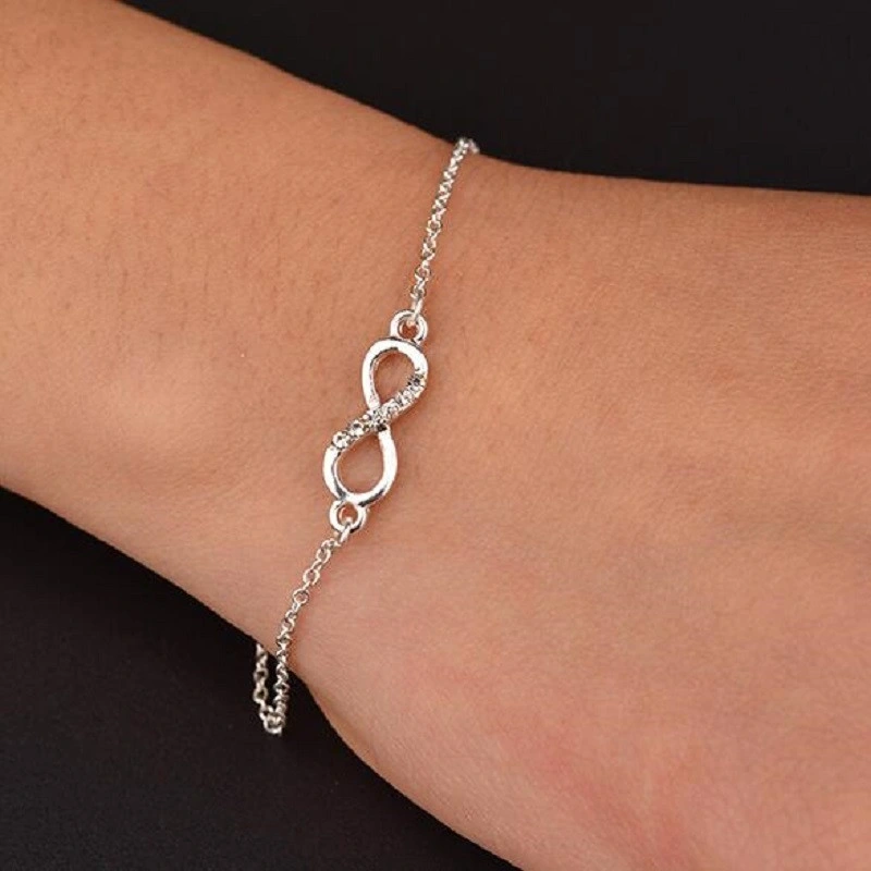 Custom Fashion Jewelry 2021 Simple Design Bracelet for Girls, 18K Gold Plated Jewelry Infinity Love Bracelet