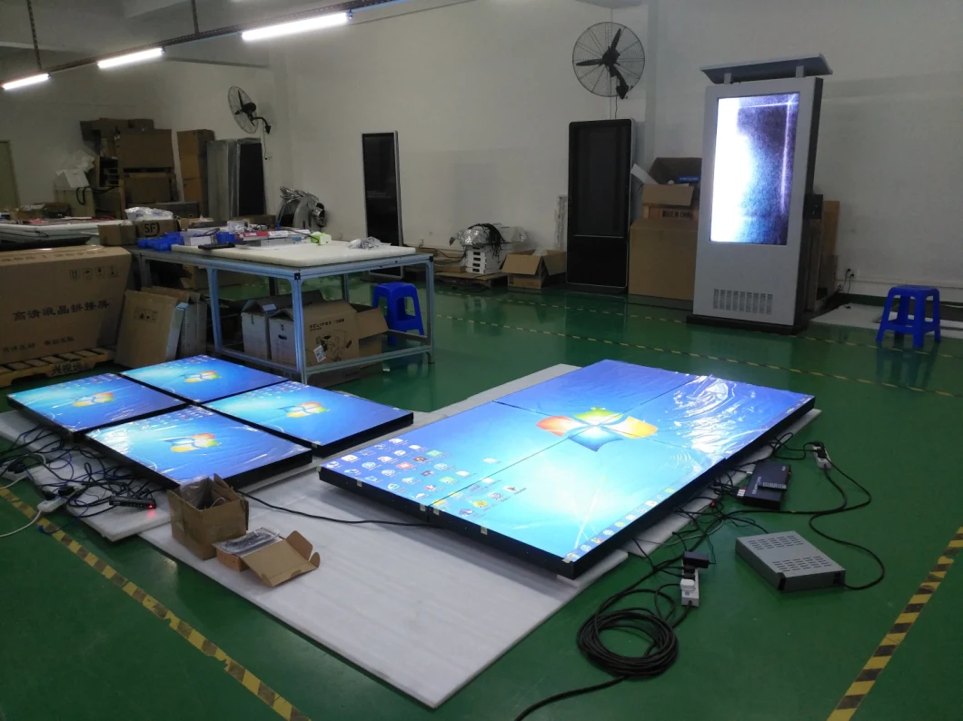 Imported Original Korea LCD Video Wall with 3X3 Video Wall Controller, Wall Mount Rack, HD Splitter