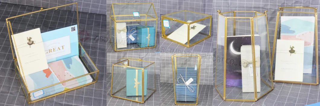 Vintage Gold Metal & Clear Glass Mirrored Shadow Box Jewelry Display Case with Hinged Top Lid
