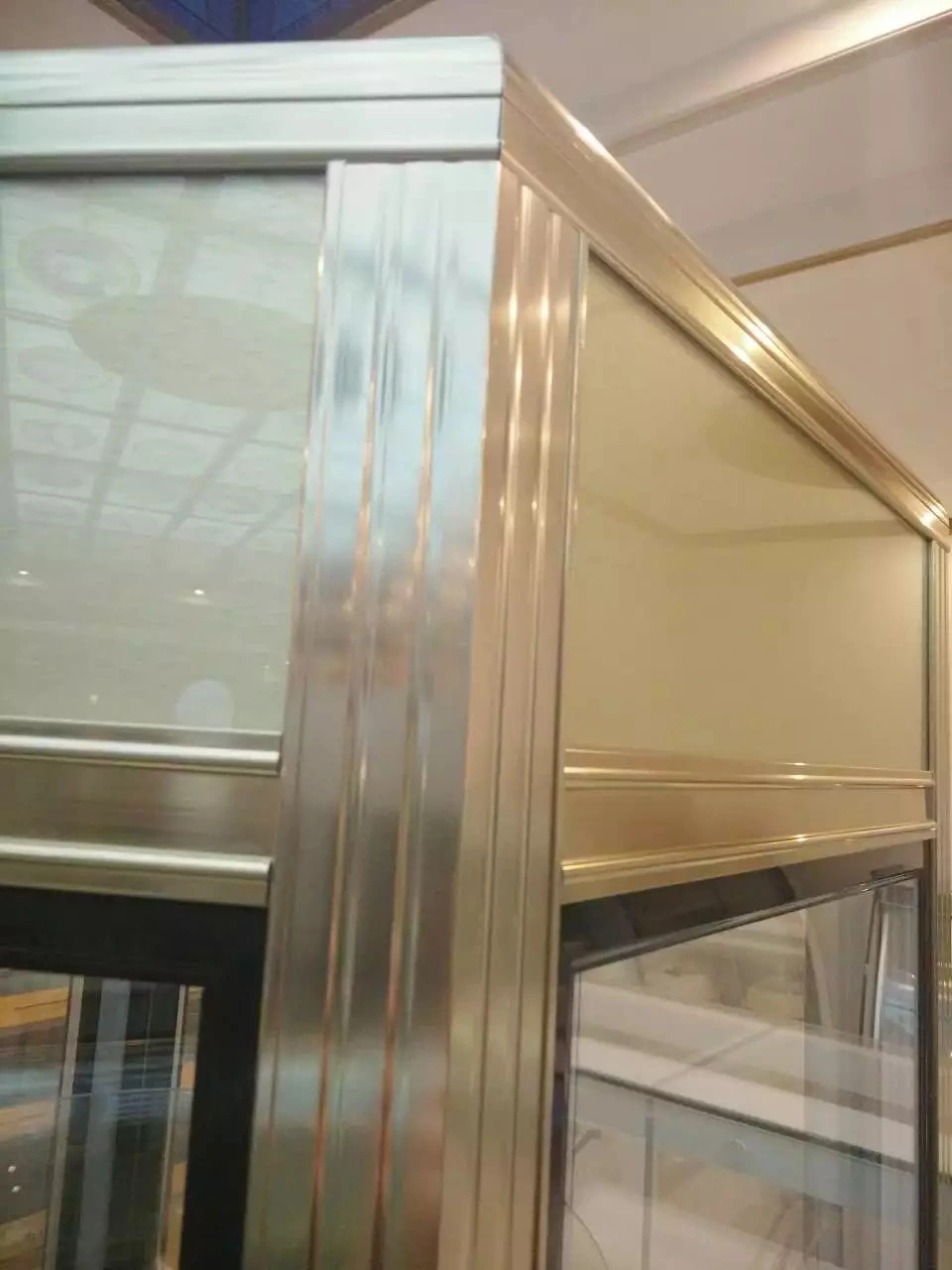 Floor Standing Commercial Golden Aluminum Cake Display Showcase