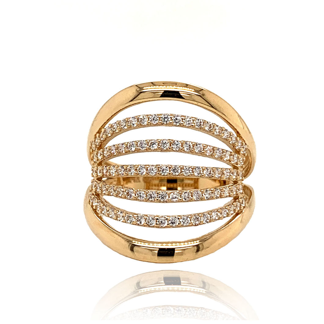 Gemopia Gold Jewelry 14K Solid Gold Multi Ring Bright CZ Fashion Jewelry Ring