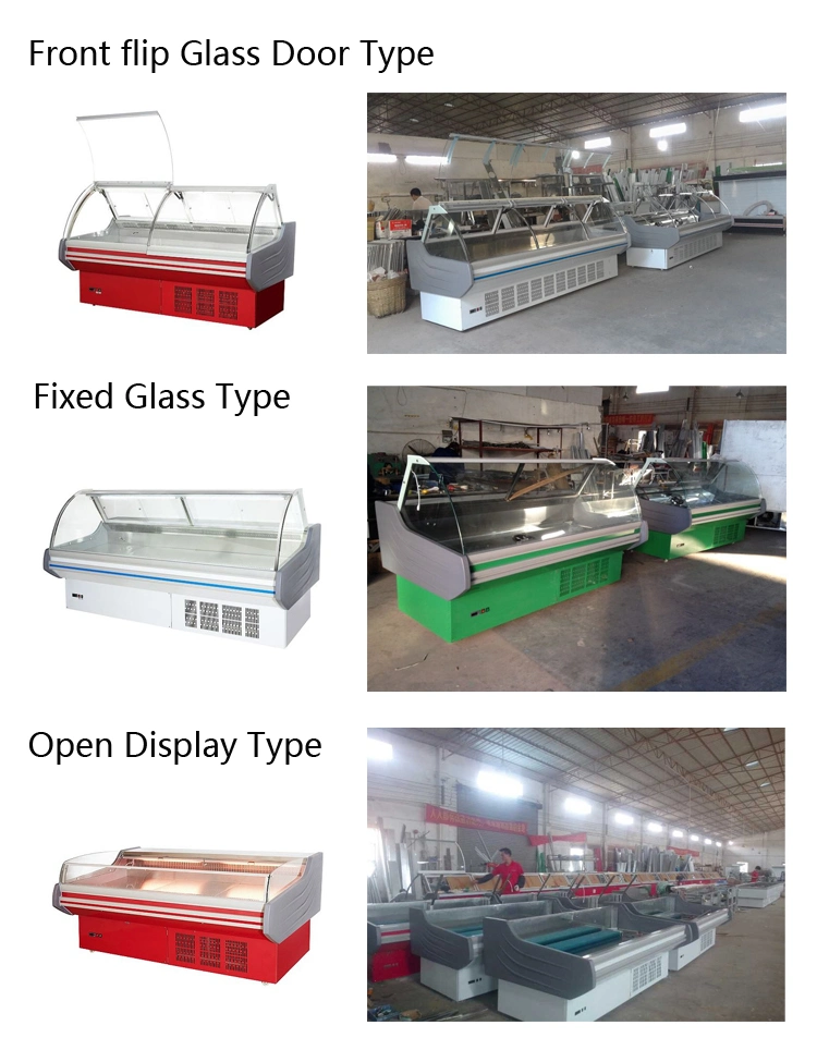 2.5 Meters Fresh Meat Showcase Cooler for Butchery Shop, /Fish Display Fridge Commercial Meat Refrigerator Showcase