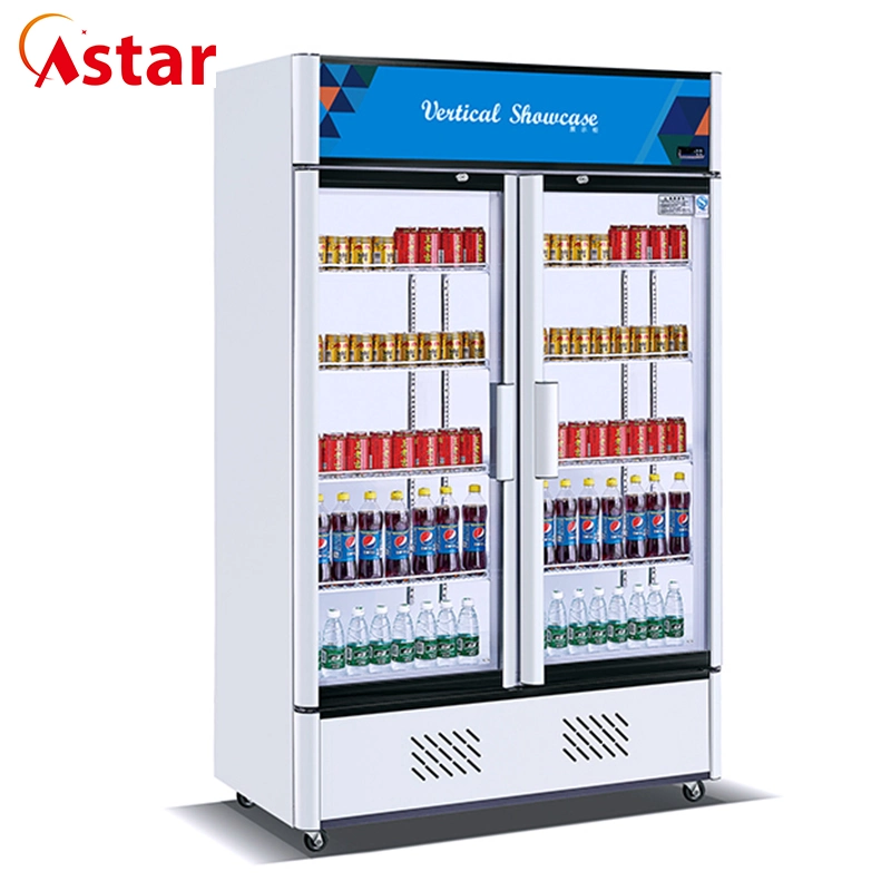 Astar Commercial Appliance Double Layers Hollow Glass Door Beverage Showcase