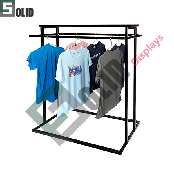 Black Metal Clothes Display Stand Freestanding Metal Tube Frame Garment Display Rack
