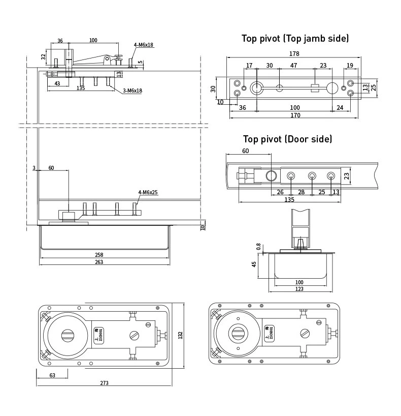 Economic Tyle Single Cylinder Floor Spring Hinge for Glass HD130/2