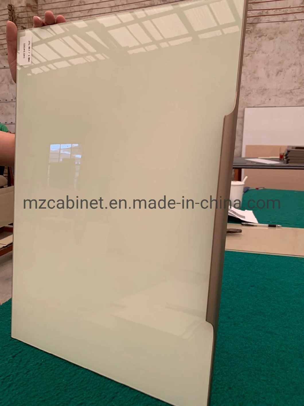 Modern Aluminum Frame Warm White Glass Kitchen Cabinet Doors