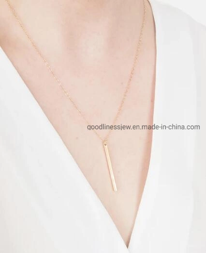 Fashion Jewelry 925 Sterling Silver or Brass Jewelry Plain Necklace Vertical Necklace and Pendant for Women
