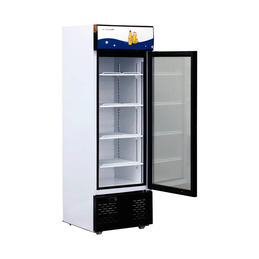 Single Glass Door Auto Defrost Commercial Upright Display Chiller Showcase