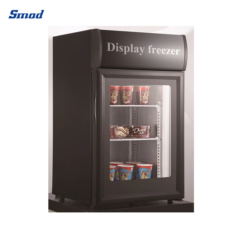 Commercial Glass Door Countertop Ice Cream Display Showcase Freezer